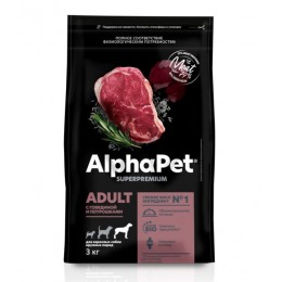 Сухой корм AlphaPet Superpremium (АльфаПет) для собак крупных пород с говядиной и потрошками сухой,  3кг