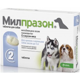 Милпразон таблетки для щенков и маленьких собак весом до 5кг 1 таб на1-2кг