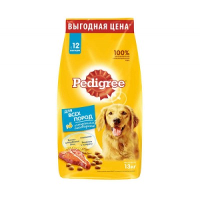 Сухой корм для собак всех пород Pedigree Оптимальное пищеварение, с говядиной/рис/овощи, 13 кг