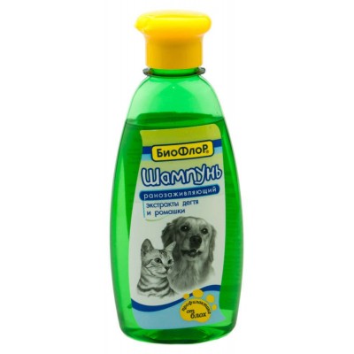 Биофлор: шампунь ранозаживляющий антипаразитарный для кошек и собак 245 мл