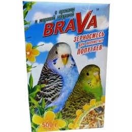 Брава: зерносмесь для волнистых попугаев с орехами и морской капустой 500г 