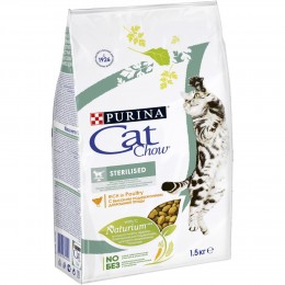 Сухой корм Cat Chow для стерилизованных кошек и кастрированных котов с высоким содержанием домашней птицы, 1,5 кг