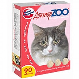 ДокторZoo: витаминизированное лакомство 90 таб. ветчина для кошек 330гр 