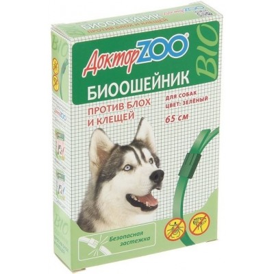 ДокторZoo: биоошейник от блох и клещей для собак зеленый 65см