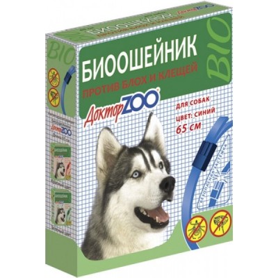ДокторZoo: биоошейник для собак от блох и клещей синий 65см