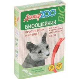 ДокторZoo: биоошейник от блох и клещей для кошек и мелких собак красный 35см
