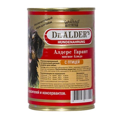Dr. Alder's Garant консервы для собак с птицей 410г