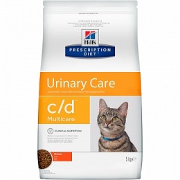 Сухой диетический корм для кошек Hill's Prescription Diet c/d Multicare Urinary Care при профилактике цистита и мочекаменной болезни (мкб), с курицей 1,5кг