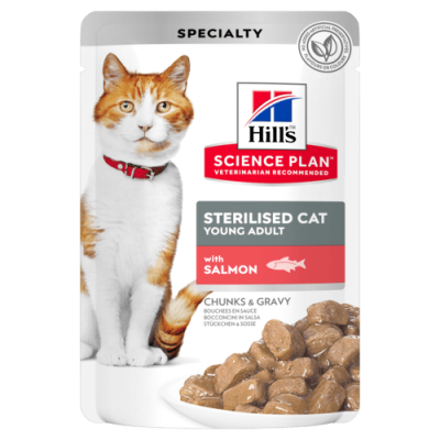 Влажный корм Hill's(Хилс) Science Plan для молодых стерилизованных кошек и кастрированных котов, пауч с форелью в соусе, 85 г