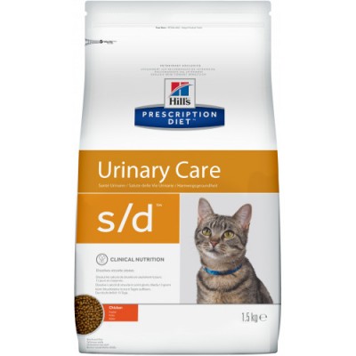 Сухой диетический корм для кошек Hill's(Хиллс) Prescription Diet s/d Urinary Care при профилактике мочекаменной болезни (мкб),  курицей 1,5 кг
