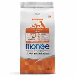 Monge Dog Monoprotein Корм Для Собак Всех Пород Утка С Рисом И Картофелем 2,5кг