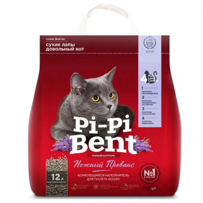 Комкующийся глиняный наполнитель для кошек Pi-Pi Bent Нежный Прованс, 5 кг