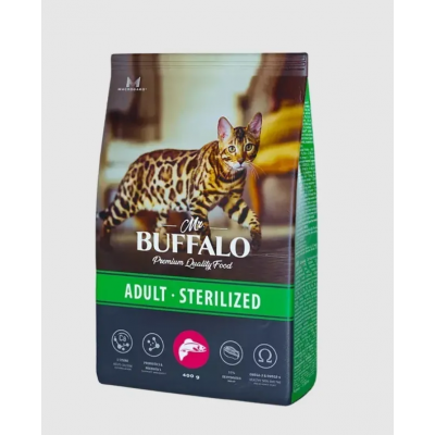 Сухой корм для кошек Mr.Buffalo Adult Sterilized ,400г, Лосось 