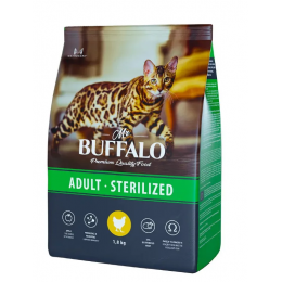 Сухой корм Mr. Buffalo ADULT STERILIZED для взрослых кастрированных котов и стерилизованных кошек с курицей 1,8 кг