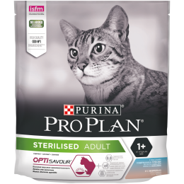 Сухой корм Pro Plan для стерилизованных кошек и кастрированных котов, с высоким содержанием трески и форелью, 400гр.