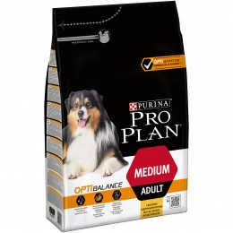 Сухой корм Pro Plan для взрослых собак средних пород с комплексом OPTIBALANCE с высоким содержанием курицы 3кг