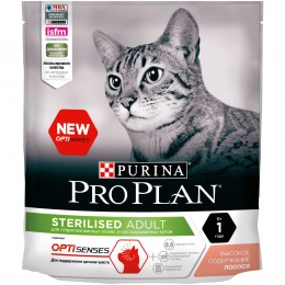 Сухой корм Pro Plan для стерилизованных кошек и кастрированных котов, с лососем, 400гр.