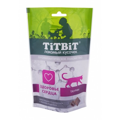 Titbit Лакомство Хрустящие подушечки для кошек с мясом индейки для здоровья сердца 60гр.